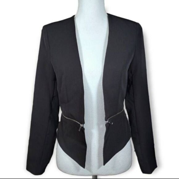 CHOCOLATE U.S.A. BLACK ZIPPER BLAZER SZ.S EUC - Picture 1 of 6